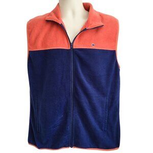 CROWN & IVY Navy Blue & Orange Full Zip Fleece Vest - New With Tags Men's M